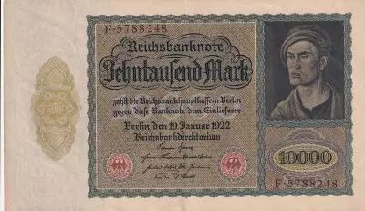 Deutschland 10000 Mark - Portrait of man by Durer - 1922 - Serial F