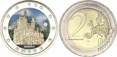 Deutschland 2 Euros - Bayern - Colorised - F (Stuttgart) - 2012