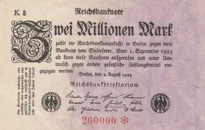 Deutschland 2 Millionen Mark - White & Rose - 1923 - Number 200 000 - SUP - P.103