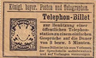 Deutschland 25 Pfennig - Telephon-Billet