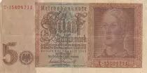 Deutschland 5 Mark - Lion\'s monument - Serial T - 1942 - P.186a
