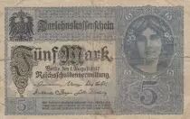 Deutschland 5 Mark - Woman, crown - 1917 - Serial H - P.56b