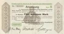 Deutschland 5 millionen Mark - State of Hannover-Linden - 1923 - Number 5757