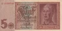 Deutschland 5 Reichsmark - Young man - 1942 - Letter E - P.186