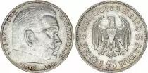 Deutschland 5 Reichsmark Hindenburg 1936 J Hamburg - Silver - VF - KM.86