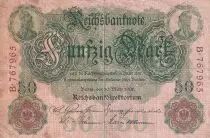 Deutschland 50 Mark - Green & Rose - 1906 - Serial B - 6 digit - P.26a