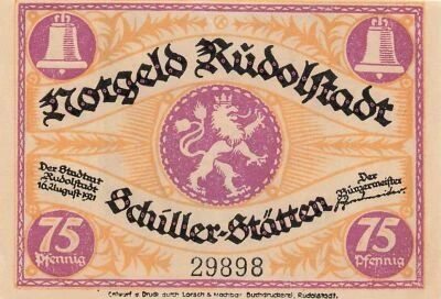 Deutschland 75 Pfennig - Rudolstadt - Notgeld - 1921