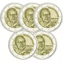 Deutschland LOT OF 5 X 2 Euros Commemo. Germany 2018 - Helmut Schmidt