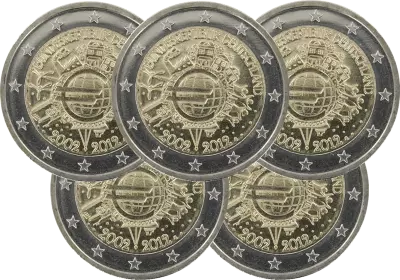 Deutschland Pack of 5 x 2 Euros. 2012 - 10 years of the Euro (all 5 workshops)