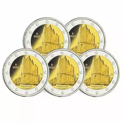 Deutschland SET 5 X 2 Euros  UNC 2023 - Hamburg (5 Workshops)