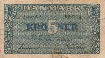 Dinamarca 5 Kroner - 1944 - P.35a