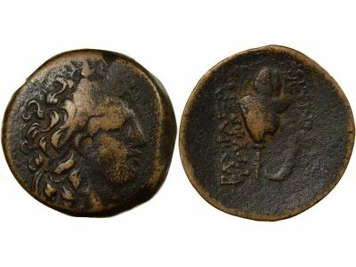 Diodotus Tryphon - Dichalkon, with Macedonian Helmet - 142 / 138 BC
