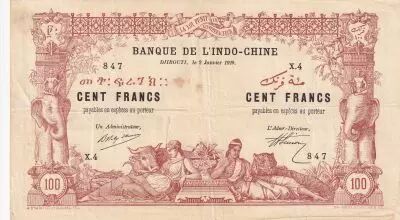 Djibouti 100 Francs - Banque de l\'Indochine - 1920 - Serial X.4