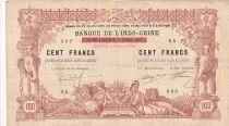 Djibouti 100 francs Papeete Tahiti overprint on red Djibouti - 02-01-1920 Serial V.5