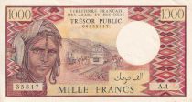 Djibouti 1000 Francs - Woman, train - Camels - 1975 - Serial A.1 - XF to AU - P.34
