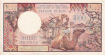 Djibouti 1000 Francs - Woman, train - Camels - 1975 - Serial A.1 - XF to AU - P.34