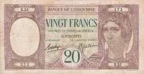 Djibouti 20 Francs - Au paon - 1936 - Série U.20 - TB - P.7a