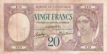 Djibouti 20 Francs - Peacock - 1936 - Serial P.19 - F to VF - P.7a