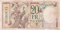 Djibouti 20 Francs - Peacock - 1936 - Serial P.19 - F to VF - P.7a