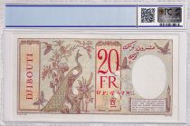 Djibouti 20 Francs - Peacock, red circle - Specimen - ND (1938) - PCGS MS 64