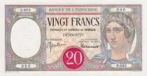 Djibouti 20 Francs Peacock, red circle - Specimen - ND (1938) - UNC - P.7Bs