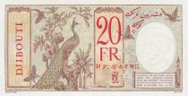 Djibouti 20 Francs Peacock, red circle - Specimen - ND (1938) - UNC - P.7Bs
