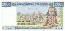 Djibouti 2000 Francs Jeune fille, caravane - 1997 - S&eacute;rie A.001 - Neuf