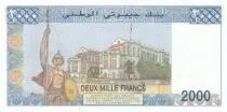 Djibouti 2000 Francs Young girl, camel caravan -  1997 Serial A.001 - UNC - P.43