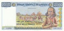 Djibouti 2000 Francs Young girl, camel caravan -  1997 Serial J.004 - UNC - P.43