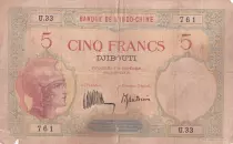Djibouti 5 Francs Djibouti - 1938 - P.6b - TTB - Série U.33