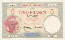 Djibouti 5 Francs Walhain - 1938 Specimen 0.00 - AU