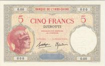 Djibouti 5 Francs Walhain - 1938 Spécimen 0.00