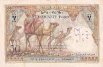 Djibouti 50 Francs Boat - Camels - ND (1952)- Serial V.86
