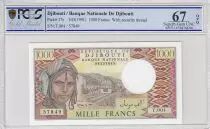 Dschibuti 1000 Francs Trains - Camels -  1991 - Serial  T.004 - PCGS 67 OPQ