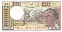 Dschibuti 5000 Francs - Man and Forest scene - Harbor - 1979 - Serial C.004 - P.38d
