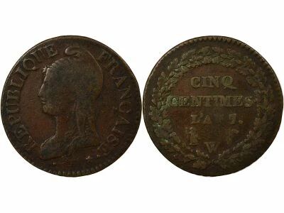 Dupr� - 5 Centimes, Large Diameter - Year 7/5 W Lille