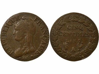 Dupr� - 5 Centimes, Large Diameter - Year 7 A Paris