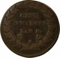 Dupr&eacute; - 5 Centimes, Large Diameter - Year 8/5 A Paris