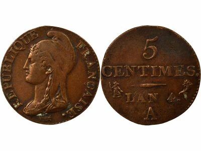 Dupr� - 5 Centimes, Small Diameter - Year 4 A Paris