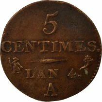 Dupr&eacute; - 5 Centimes, Small Diameter - Year 4 A Paris