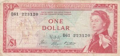 East Caribbean States 1 Dollar - Elizabeth II - Beach, Coconut Tree - 1965 - B61
