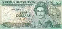 East Caribbean States 5 Dollars - Elisabeth II - Anguilla - 1988 - Serial BG