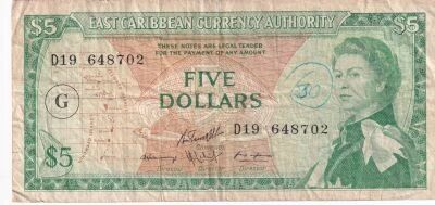 East Caribbean States 5 Dollars - Elisabeth II - Letter G - 1965 - Series D19