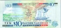 East Carribean States 10 Dollars Elizabeth II - Admiratly Bay, the Warspite boat  - 2016