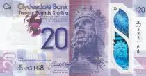 Ecosse 20 Pounds Robert The Bruce - Clydesdale Bank - Polymer 2019 (2020) - Neuf