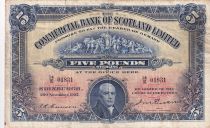 Ecosse 5 Pounds Commercial Bank of Scotland Limited - 20-11-1937 - Série 14/K