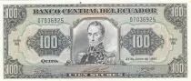 Ecuador 100 Sucres - Simon Bolivar - coat of arms - 21-06-1991 - Serial WA