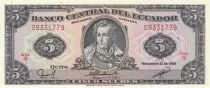 Ecuador 5 Sucres - Antonio José de Sucre - Condor - 22-11-1988 - Serial IB