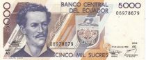 Ecuador 5000 Sucres - Juan Montalvo - Turtle - 1999 - Serial AO - P.128c