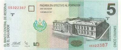 El Salvador 5 Colones - 18-04-1997 - P.147